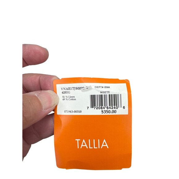 Tallia mens White Linen Cotton Slim Fit Blazer 42R Mens Patterned Jacket SKU8207 - Picture 5 of 13